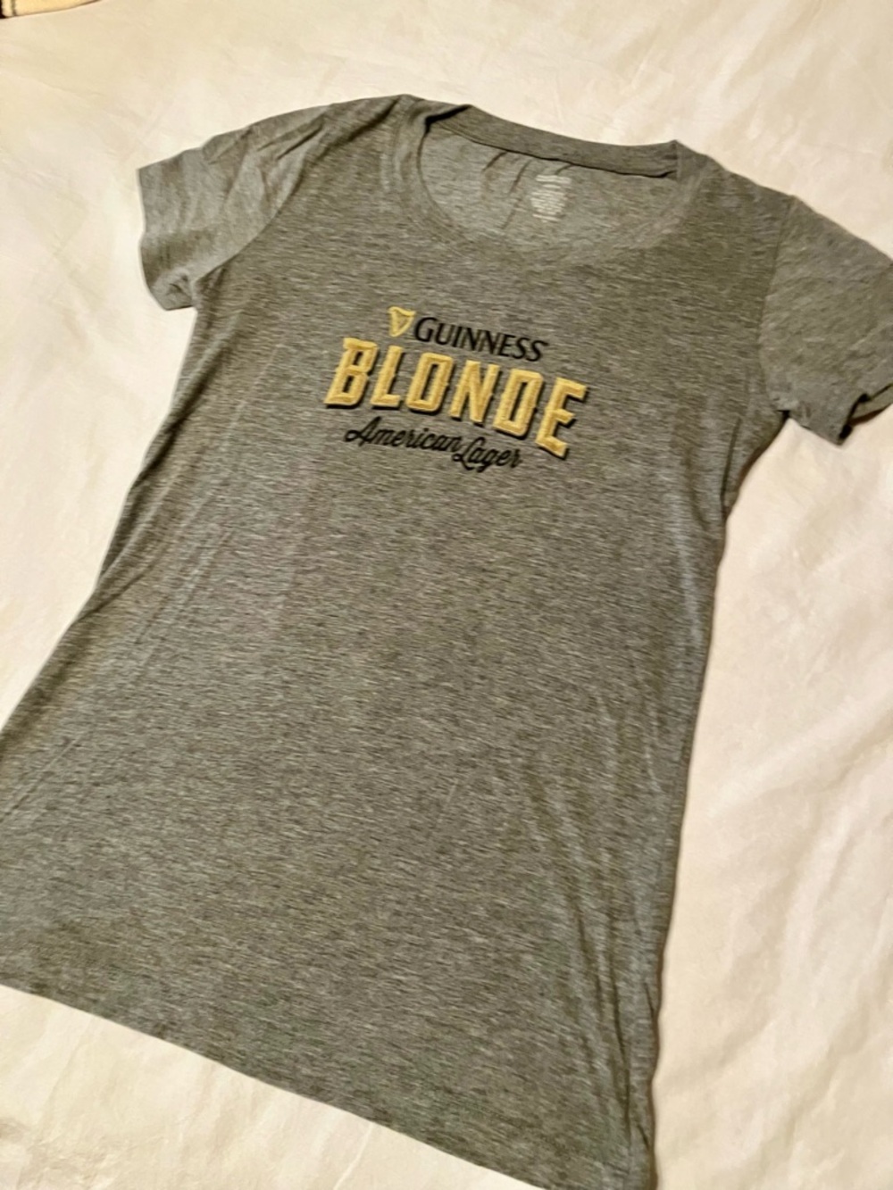 Guinness Gray Tee with logo Blonde Graphic